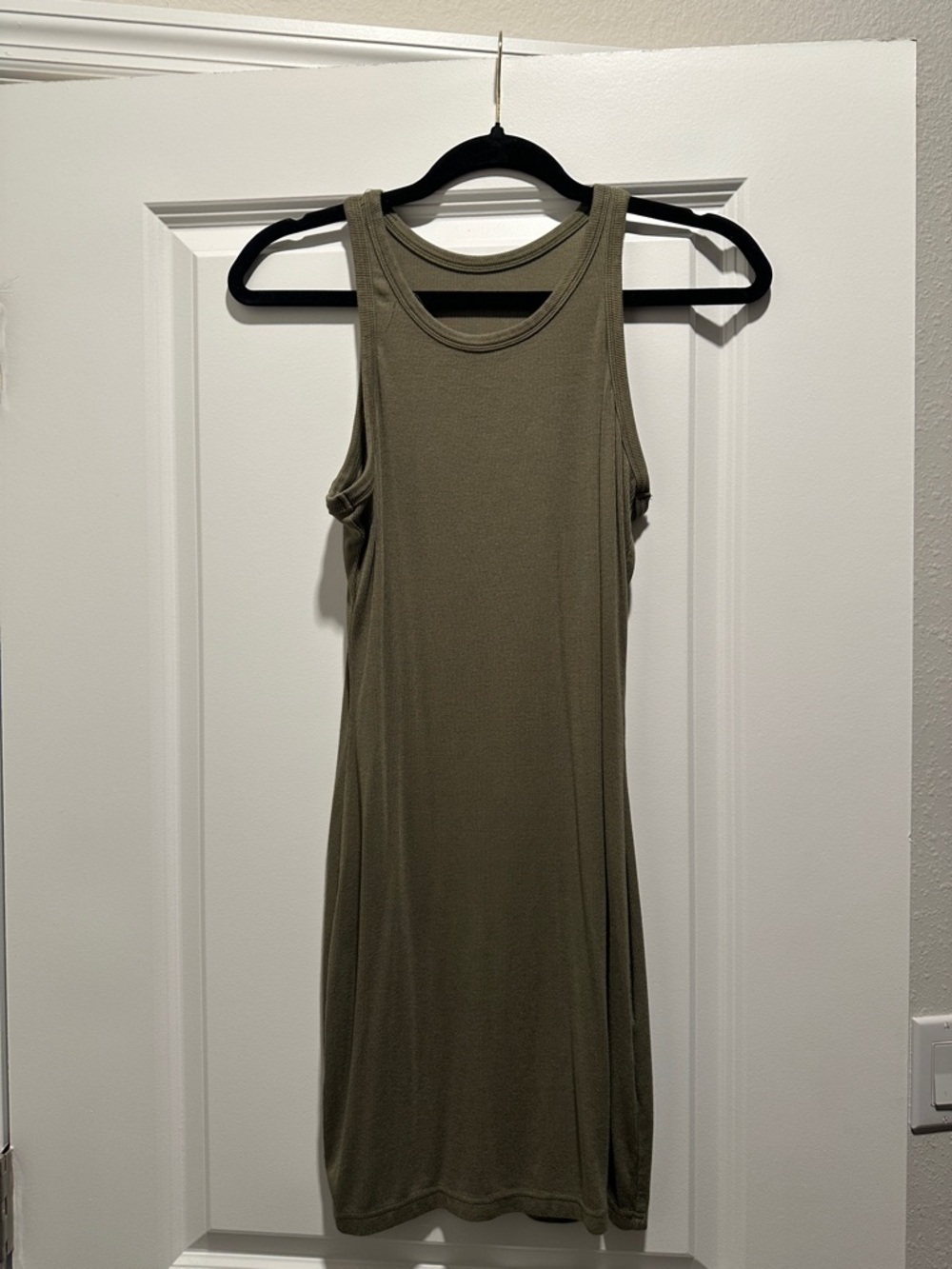 Olive Green Ribbed Tank Dress